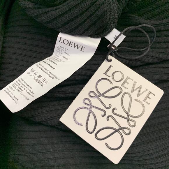 LOEWE Size M -Anagram- Black Cotton Ribbed Halter Dress - Picture 6 of 7